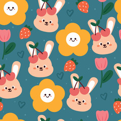 seamless pattern cartoon bunny. cute animal wallpaper for textile, gift wrap paper