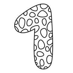 1. Arabic numerals coloring book for kids. Hand Drawn Arabic Figures From One till Nine. Hand Drawn Script numbers from 0 to 9 in style of doodles on a white background. Numeral. Vector illustration