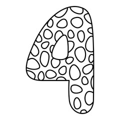 4. Arabic numerals coloring book for kids. Hand Drawn Arabic Figures From One till Nine. Hand Drawn Script numbers from 0 to 9 in style of doodles on a white background. Numeral. Vector illustration