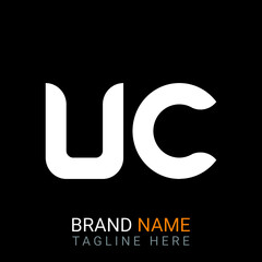 Uc Letter Logo design. black background.