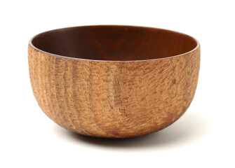 wooden bowl on white background with shade
