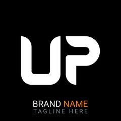 Up Letter Logo design. black background.
