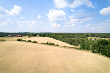Fototapeta na wymiar Scenic aerial view of a road and a field