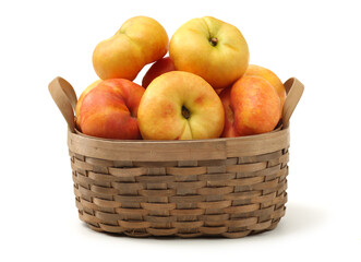 chinese flat peaches on white background 