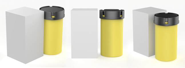 Packaging of tablets and pills isolated on white background. 3d illustration