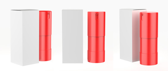 15ml Frosted Glass Airless Bottle Mockup isolated on white background. 3d illustration