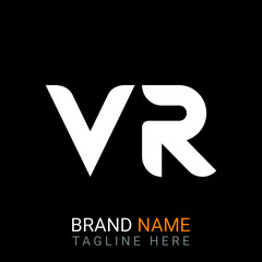 VR Letter Logo design. black background.