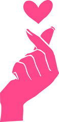手書きの指ハートのアイコンピンク