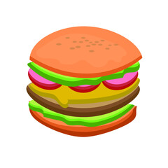 Delicious burger flat icon. Design template vector