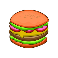 Delicious burger flat icon. Design template vector