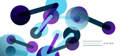 Abstract background. Round dots connected by lines. Trendy techno business template for wallpaper, banner, background or landing