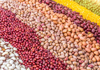 Autumn harvest of grain grain, full screen of whole grains.