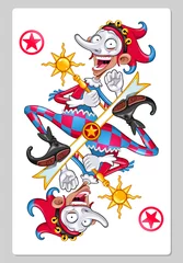 Tuinposter Cartoon Joker for playing cards. Vector illustration.   © ddraw