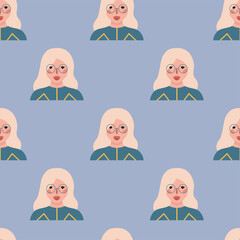 Girls portraits. Set of vector