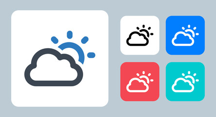 Obraz premium Weather icon - vector illustration . Weather, Sun, Climate, Forecast, Sunny, Day, Cloud, Cloudy, summer, hot, line, outline, flat, icons .