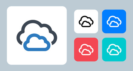Cloudy icon - vector illustration . Weather, Cloudy, Clouds, Cloud, Forecast, Precipitation, Sky, Overcast, line, outline, flat, icons .