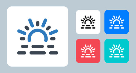 Sunrise icon - vector illustration . Sunrise, Sunset, Sun, Sunny, Weather, Forecast, Climate, Summer, morning, line, outline, flat, icons .