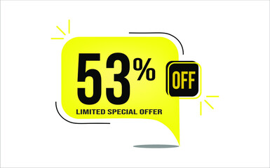 53% off a yellow balloon with black numbers. Flag with percentage numbers