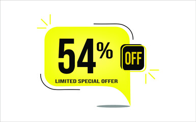 54% off a yellow balloon with black numbers. Flag with percentage numbers