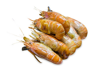 Top view of Prawns, Grilled river shrimp or Thai shrimp, focus selective