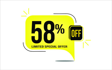 58% off a yellow balloon with black numbers. Flag with percentage numbers