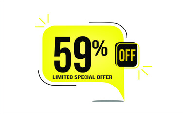 59% off a yellow balloon with black numbers. Flag with percentage numbers
