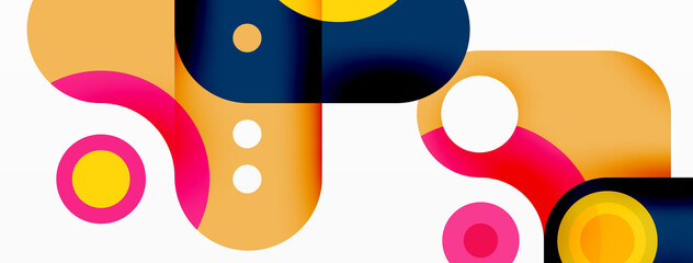 Creative geometric wallpaper. Minimal bubble arrow and circle abstract background. Techno business template for wallpaper, banner, background or landing