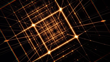 ビジネス VJ トンネル ワイヤーフレーム 格子 黄色 オレンジ [別Verあり]