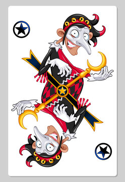 Cartoon Joker for playing cards. Vector illustration. 