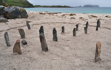 Stone Circle on Bosta Beach on the Isle of Lewis and Harris
