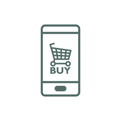 Smartphone and shopping cart logo. Online shopping icon isolated on white background