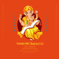 illustration of Lord Ganpati for Happy Ganesh Chaturthi Indian festival 
 - obrazy, fototapety, plakaty