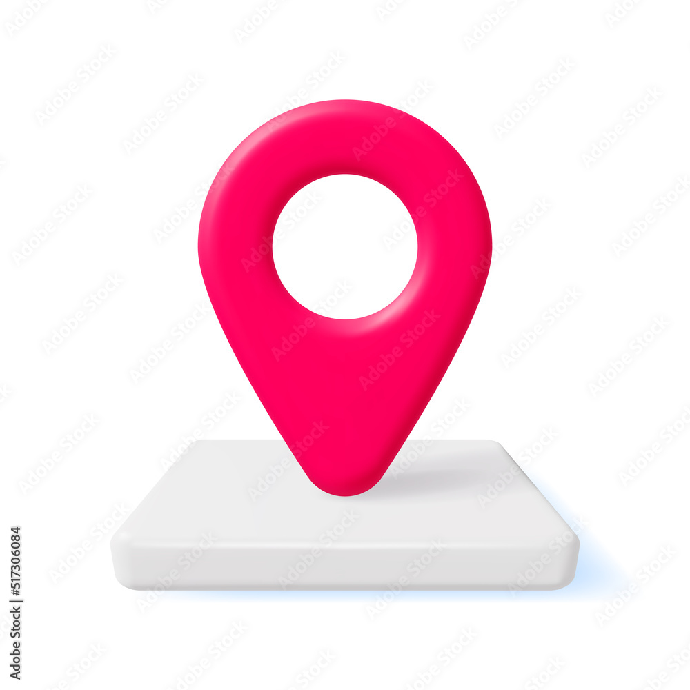 Poster 3d location map pin isolated on white. red gps pointer marker icon. gps and navigation symbol. eleme
