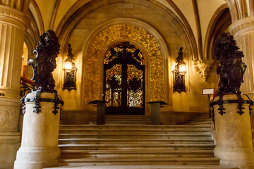 Interior of Hamburg city hall or Rathaus in Hamburg, Germany