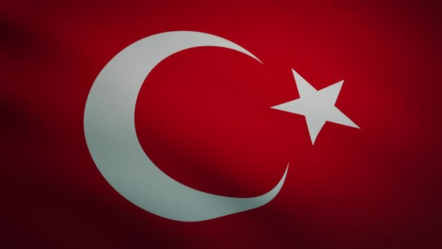 Waving flag of Turkey in slow motion. Seamless loop. Ultra realistic 3D render. [ProRes - UHD 4K]