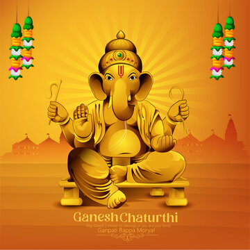 illustration of Lord Ganpati for Happy Ganesh Chaturthi Indian festival 
