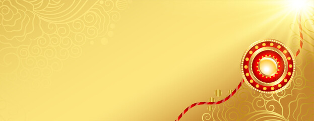decorated rakhi for traditional raksha bandhan golden background