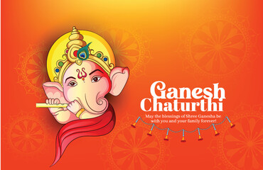 illustration of Lord Ganpati for Happy Ganesh Chaturthi Indian festival 
