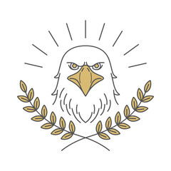 simple line art logo of wreath leaves with eagle head