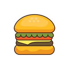 Delicious burger flat icon. Design template vector