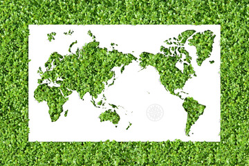 環境配慮をイメージした、緑の世界地図