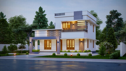 3d illustration of a newly built luxury home