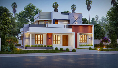 3d illustration of a newly built luxury home
