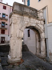 Arco di Riccardo or Richard's Arch, a Roman Triumphal Arch in Trieste, Italy
