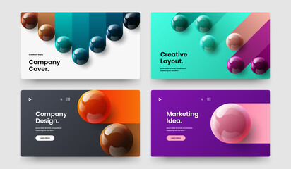 Original 3D spheres placard illustration bundle. Amazing web banner vector design layout set.