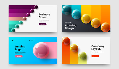Amazing realistic spheres presentation template bundle. Geometric corporate identity vector design concept set.