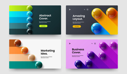 Colorful realistic spheres company identity layout set. Trendy corporate cover vector design concept bundle.