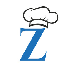 Letter Z Restaurant Logo Concept with Chef Hat Vector Template. Restaurant Chef Hat Logo Symbol