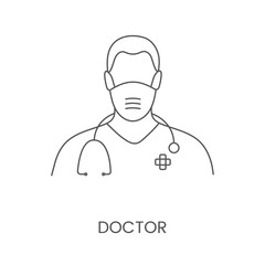 Icon doctor, linear vector illustration.