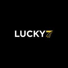 Lucky Seven logo design. Simple Logotype Ticket symbol. Modern Abstract Coupon Vector. Simple Typography for Online Ticket